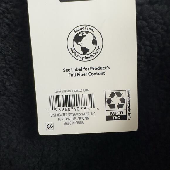 Member's Mark Men's Sherpa Lined Shacket Size Small Grey Buffalo Plaid - Picture 9 of 10